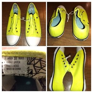 CHINESE LAUNDRY WASH Canvas Neon Green Sneakers Women Size: 9, NWOT